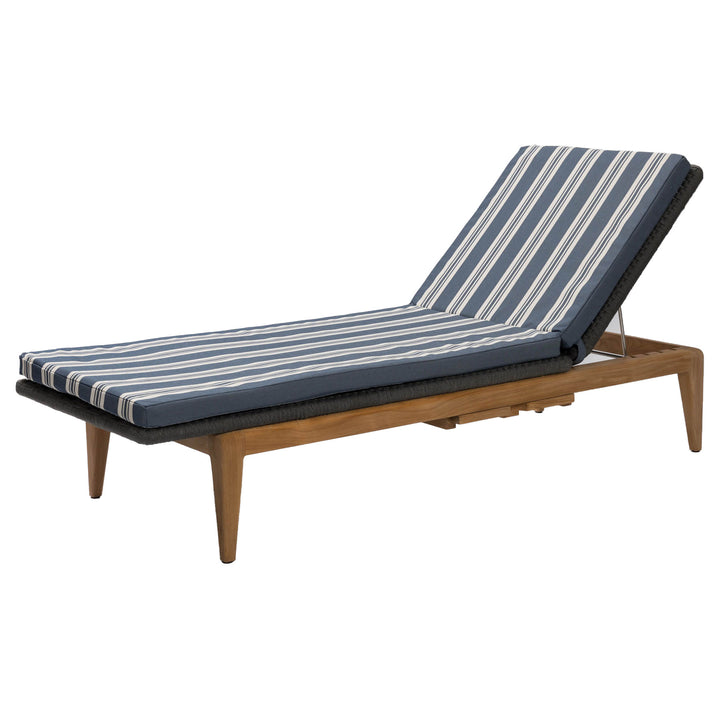 Gustav teak sun lounger with Rhode Island striped Olefin pad