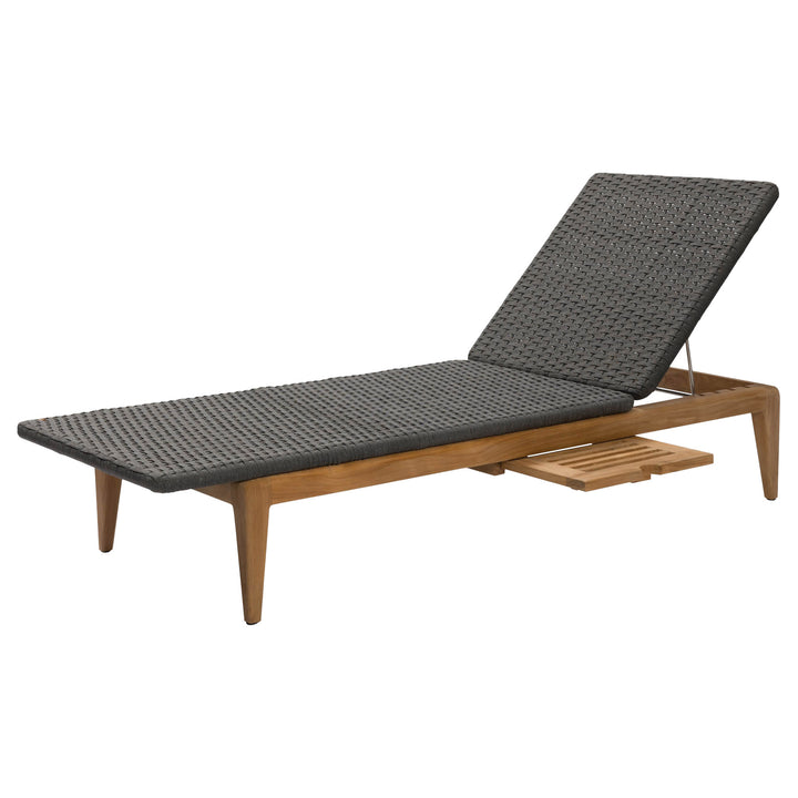 Gustav teak sun lounger with rope weave