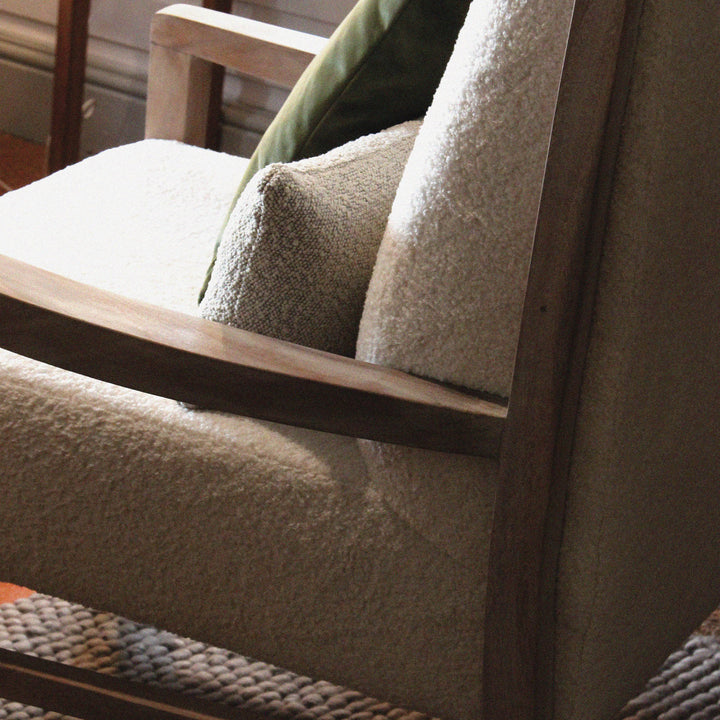 Pablo teddy boucle lounge chair ivory detail