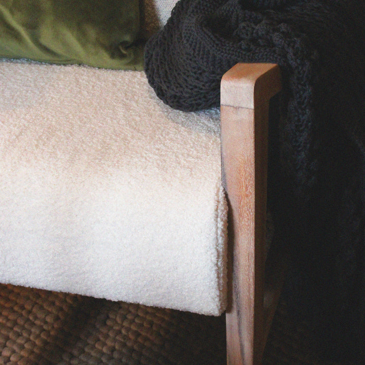 Pablo teddy boucle lounge chair ivory detail