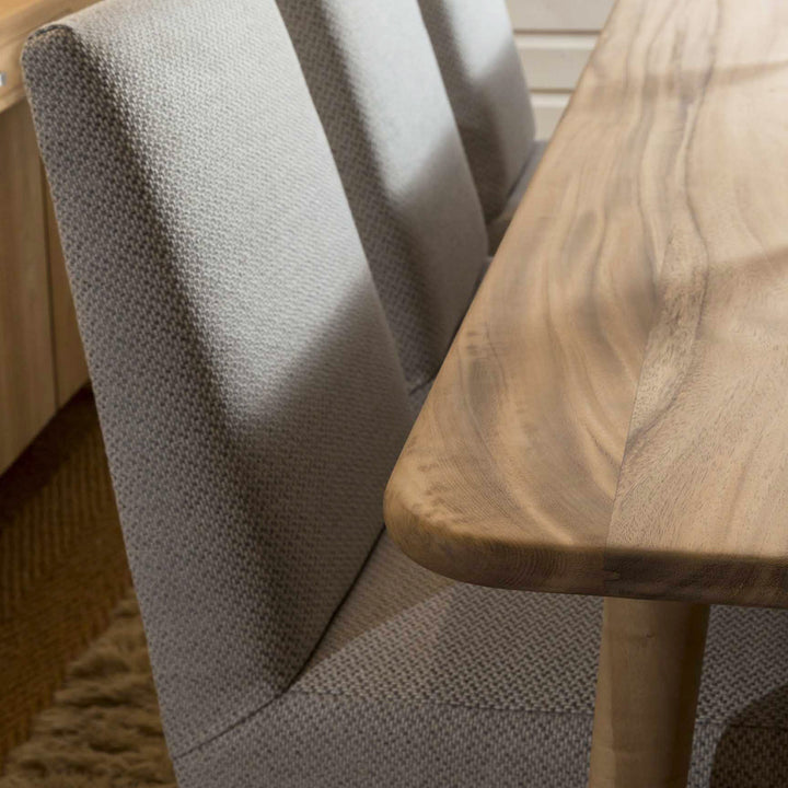 Shoreditch teak wood dining table detail 230cm natural