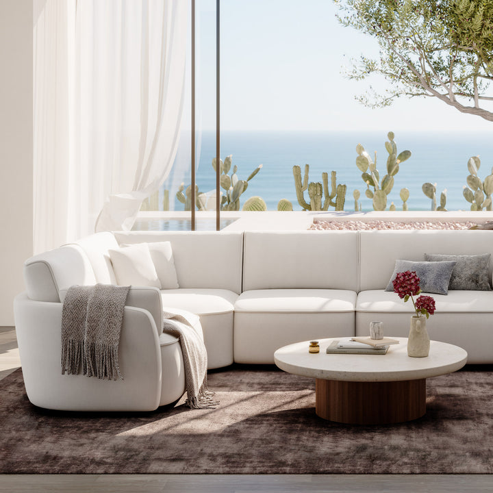 Avriio Larissa Corner Sofa and Ottoman Light Grey