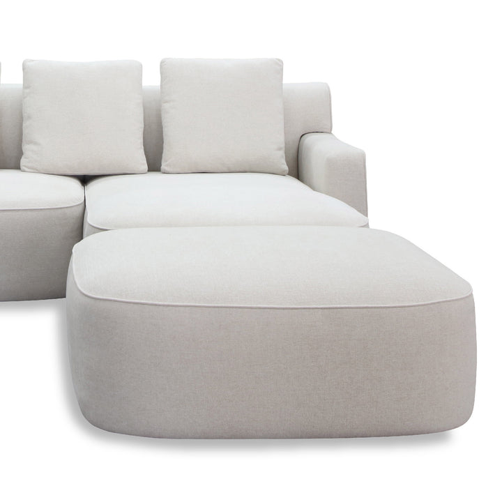 Avriio Volos Light Natural Beige Three Seater Chaise Lounge Sofa with Ottoman footstool close up