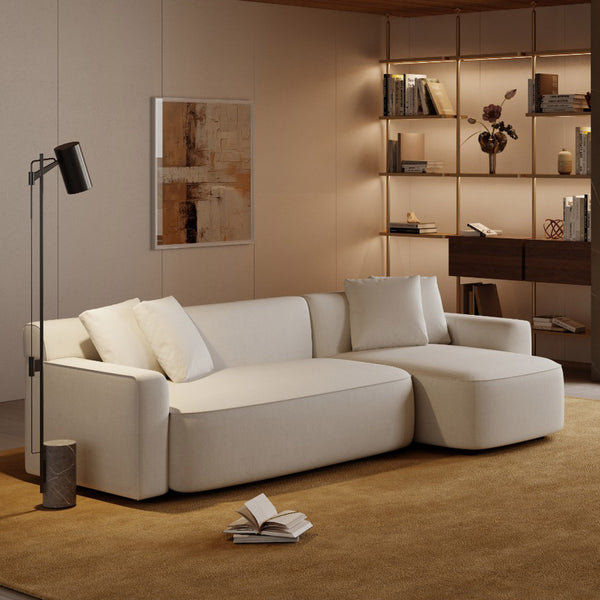 Avriio Volos Light Natural Beige Three Seater Chaise Lounge Sofa
