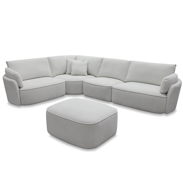 Avriio Larissa Corner Sofa and Ottoman Light Grey