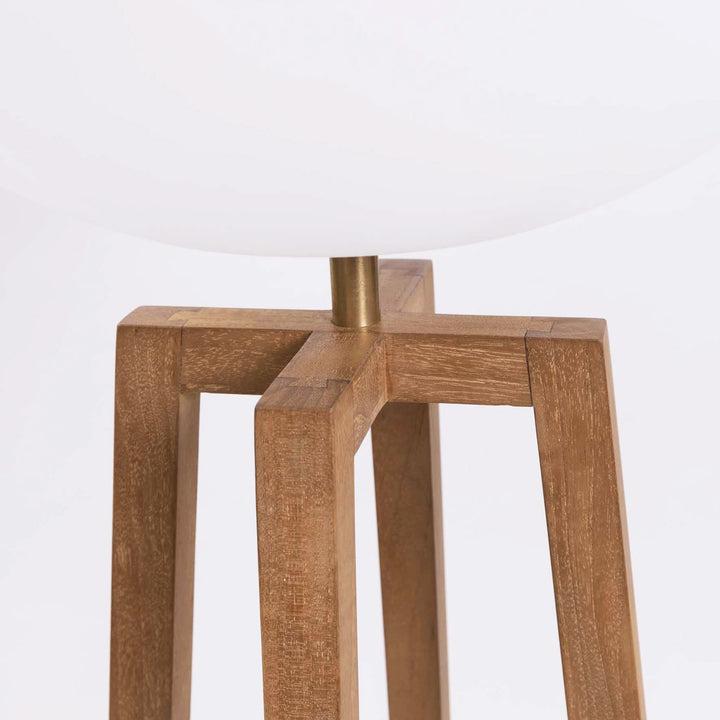 Close up of Playa outdoor teak floor lamp