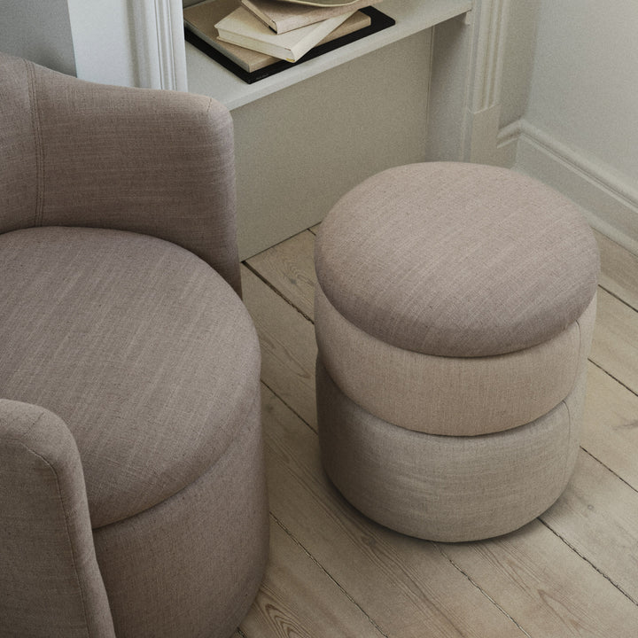 Broste Copenhagen Pond Latte Armchair with Beige Pouffe