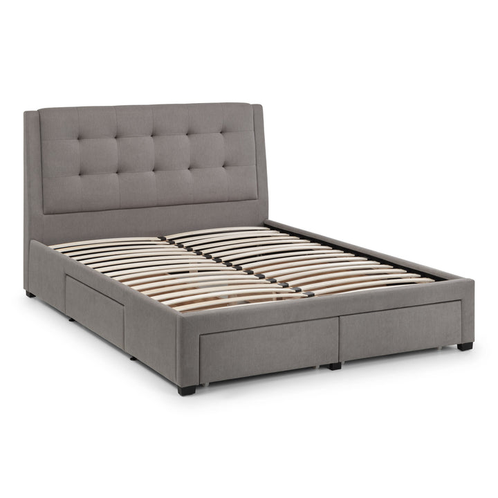 Fulham Grey Upholstered Fabric Bed with Storage Drawers