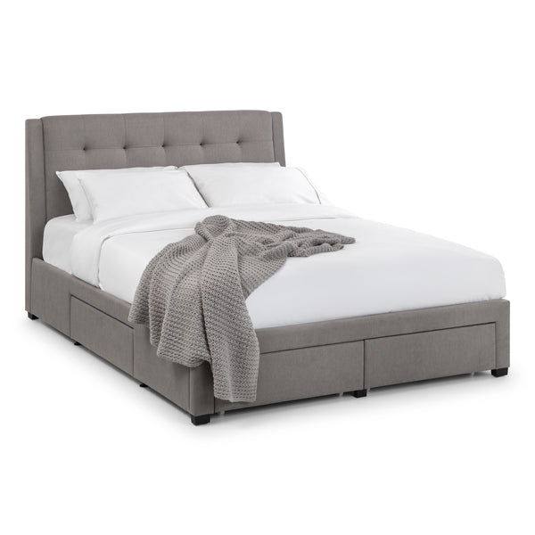 Fulham Grey Upholstered Fabric Bed with Storage Drawers