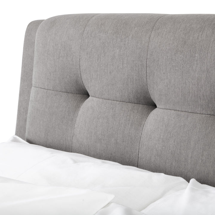 Close up of Fulham Grey Upholstered Fabric Bed with Storage Drawers