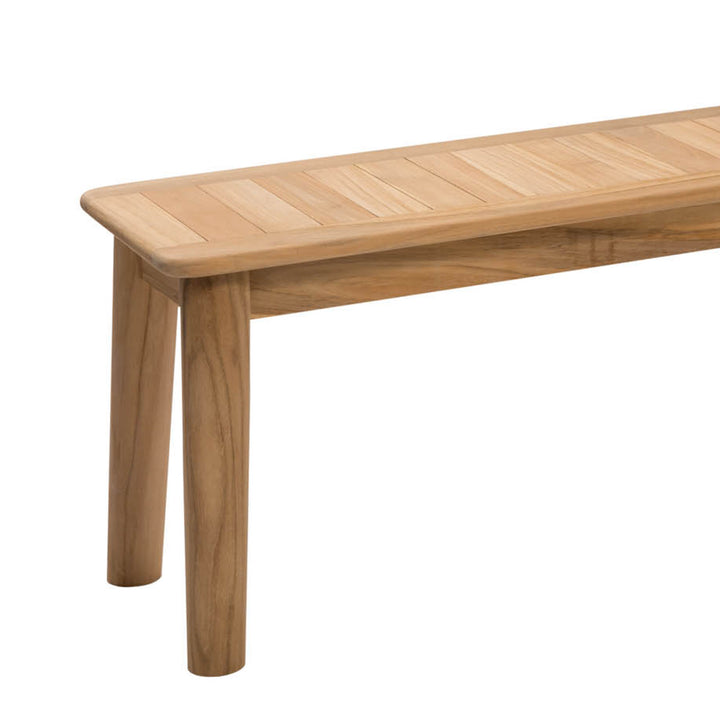 Shoreditch outdoor teak bench close up